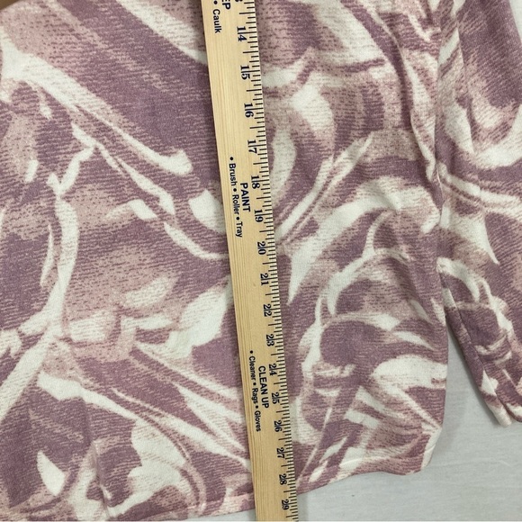Chico's Purple/Cream Soft Stretch Round Neck Long Sleeve Top XL - Picture 3 of 9